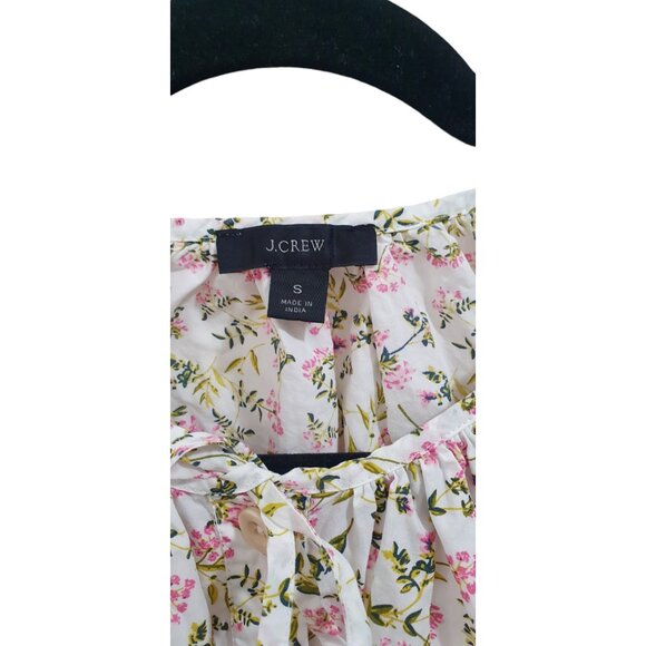 J Crew $98 Tie-Sleeve Button-Front Cotton Poplin Top in Meadow Floral Size S - Picture 9 of 12